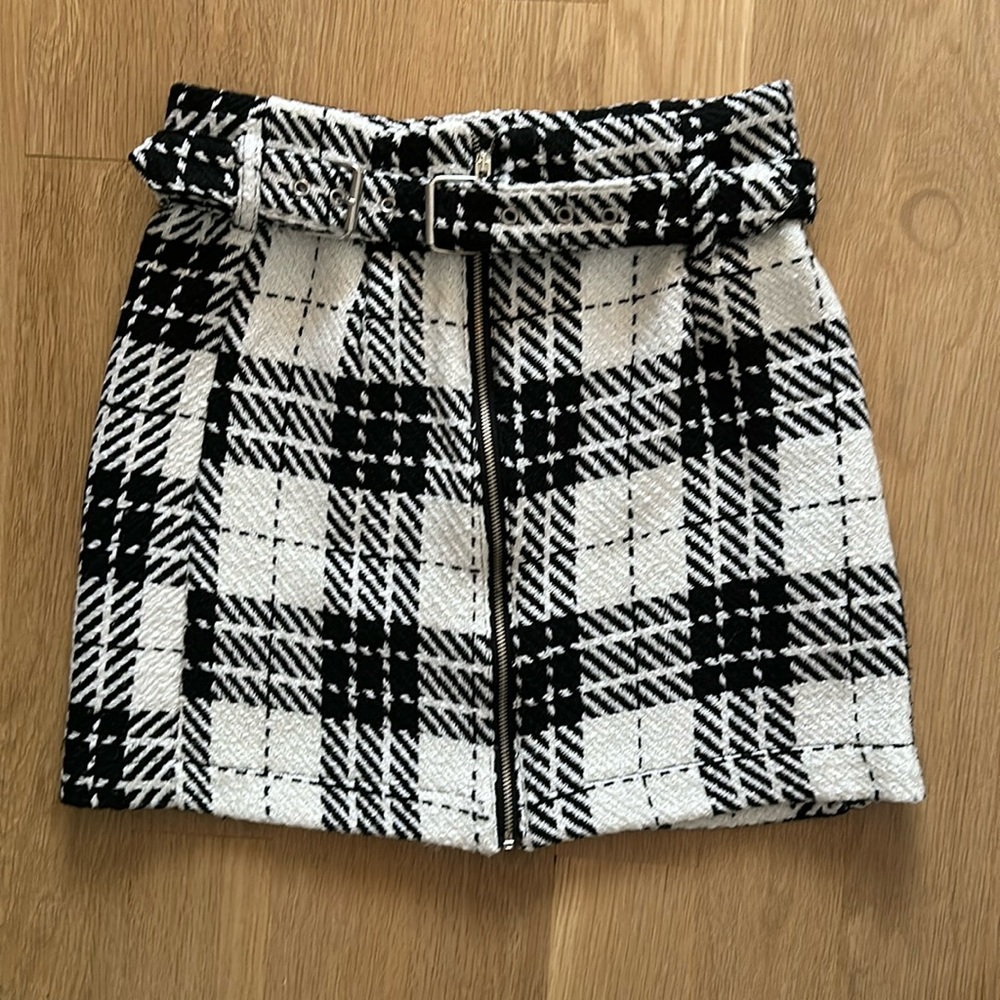 Zara Plaid Belted Skirt